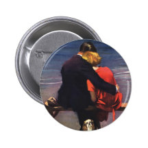 Vintage Romantic Love, Romance on the Beach Button