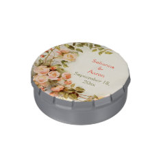 Vintage romantic painting of roses wedding favor jelly belly candy tins
