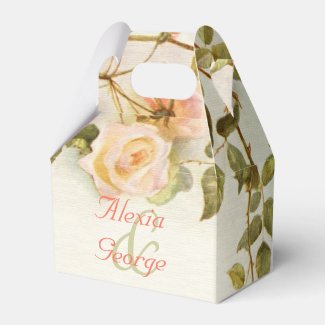 Vintage romantic painting of roses wedding party favor box