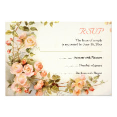 Vintage romantic painting of roses wedding RSVP Personalized Announcements