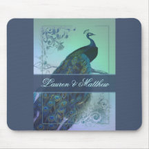 Vintage romantic peacock design mouse pad