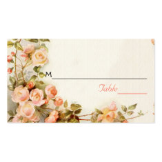 Vintage romantic roses wedding seating place card business card template