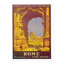 Vintage Rome by Train Travel Ad Postcards