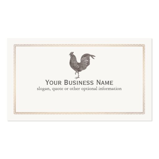 Vintage Rooster Etching Business Card