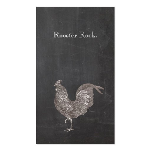 Vintage Rooster Etching Rustic Grunge Look Black Business Card Templates (front side)