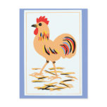 Vintage Rooster Folk Art Postcard