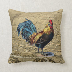 Vintage Rooster Map Pillow