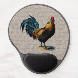 Vintage Rooster on Antique Parchment - Roosters Gel Mousepad