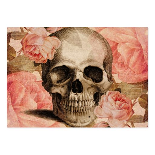 Vintage Rosa Skull Collage Business Card Template (back side)