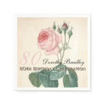 Vintage Rose 80th Birthday Party Paper Napkins