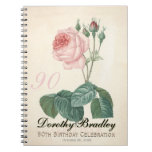 Vintage Rose 90th Birthday Celebration Guest Book Spiral Notebook