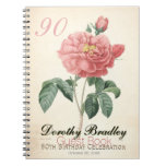 Vintage Rose 90th Birthday Celebration Guest Book Spiral Notebook