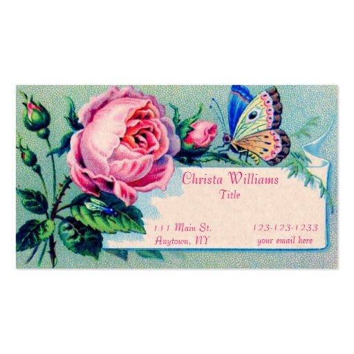 Vintage Rose and Butterfly Business Card