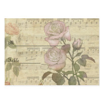 Vintage Rose and music score wedding set Business Cards