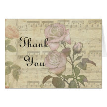 Vintage Rose and music score wedding set Card
