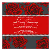 Vintage Rose Anniversary Invitation Black Red