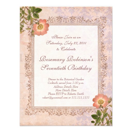 Vintage Rose Birthday Party Invitation