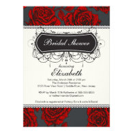 Vintage Rose Bridal Shower Invitation Red