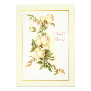 Vintage rose bridal shower invitations