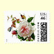 Vintage Rose Butterfly Postage stamps