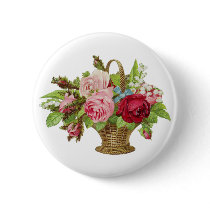 Vintage Rose Flower Basket Pins