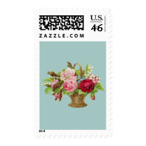 Vintage Rose Flower Basket Stamp
