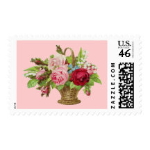 Vintage Rose Flower Basket Postage