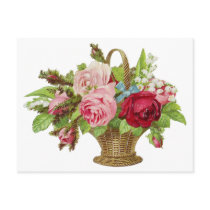 Vintage Rose Flower Basket Post Card