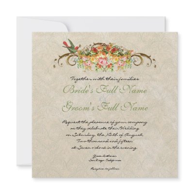Vintage Poster Wedding Invitations on Vintage Rose N Birds Wedding Invitation From Zazzle Com