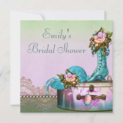 Vintage Rose Pearls Pink Bridal Shower Custom Invitations by 