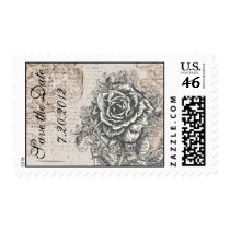 Vintage Rose Save the Date Postage Stamp
