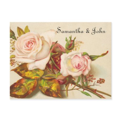 Vintage Rose Save the Date Post Card