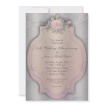 Vintage Rose Silver 25th Anniversary Party Custom Invites