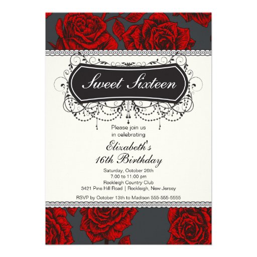 Vintage Rose Sweet Sixteen Birthday Invitation