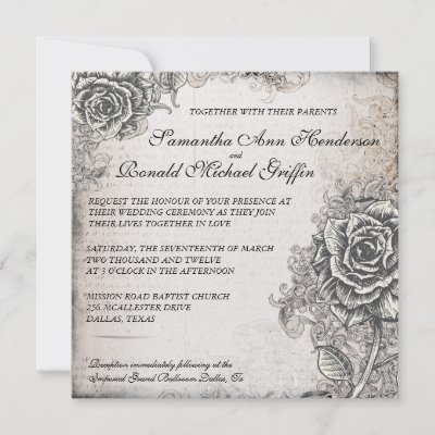 Vintage Wedding Invitation Ideas on Vintage Rose Wedding Invitation By Oddlotpaperie