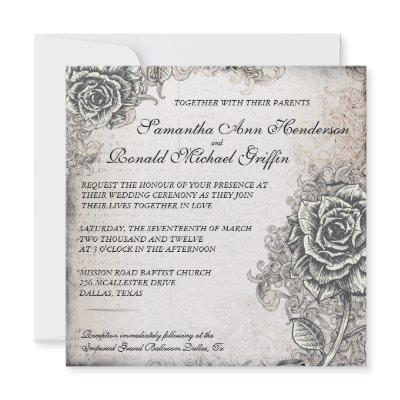 Vintage Rose Wedding Invitation