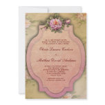 vintage, rose, wedding, invitations, red, pink,