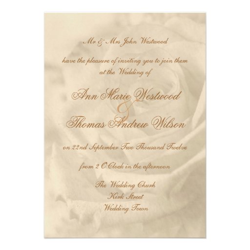 Vintage Rose Wedding Invitations (front side)