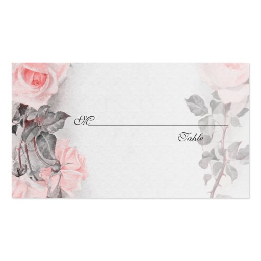 Vintage Rose Wedding Place or Escort Cards Business Card (front side)