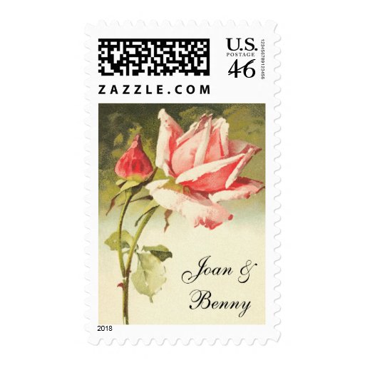 Vintage Rose Wedding Postage