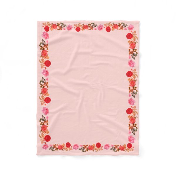Vintage RoseBorder Throw Blanket Fleece Blanket