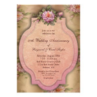 Vintage Roses 50th Anniversary Party Invitations
