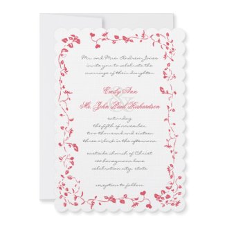 Vintage Roses Deep Honeysuckle Wedding Invite invitation