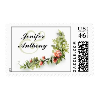 vintage roses elegant wedding postage