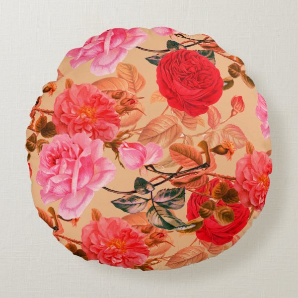 Vintage Roses Round Cushion Round Pillow