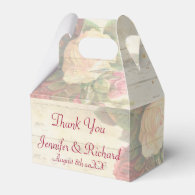 Vintage roses shabby chic custom wedding party favor boxes