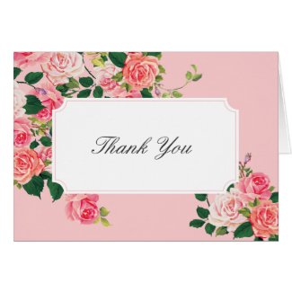 Vintage Roses Thank You Card