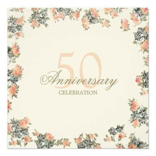 Vintage Roses - wedding anniversary invitation