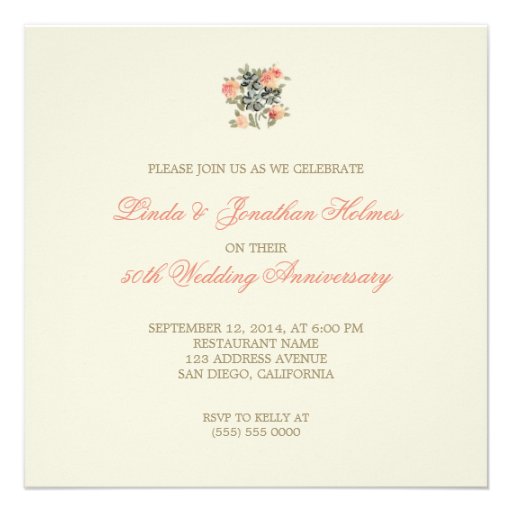 Vintage Roses - wedding anniversary invitation
