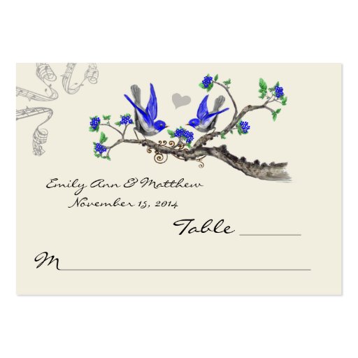 Vintage Royal Blue and Gray Table Place Cards Business Card (front side)